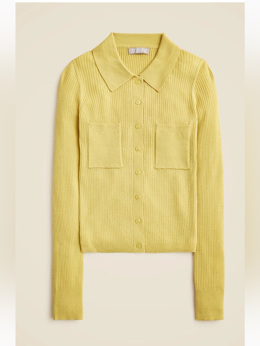 J Crew Collared button-up sweater in Merino wool blend - Bitter Yellow (Medium)